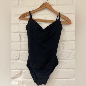 Not just black Bloch leotard with black trim and U shaped back